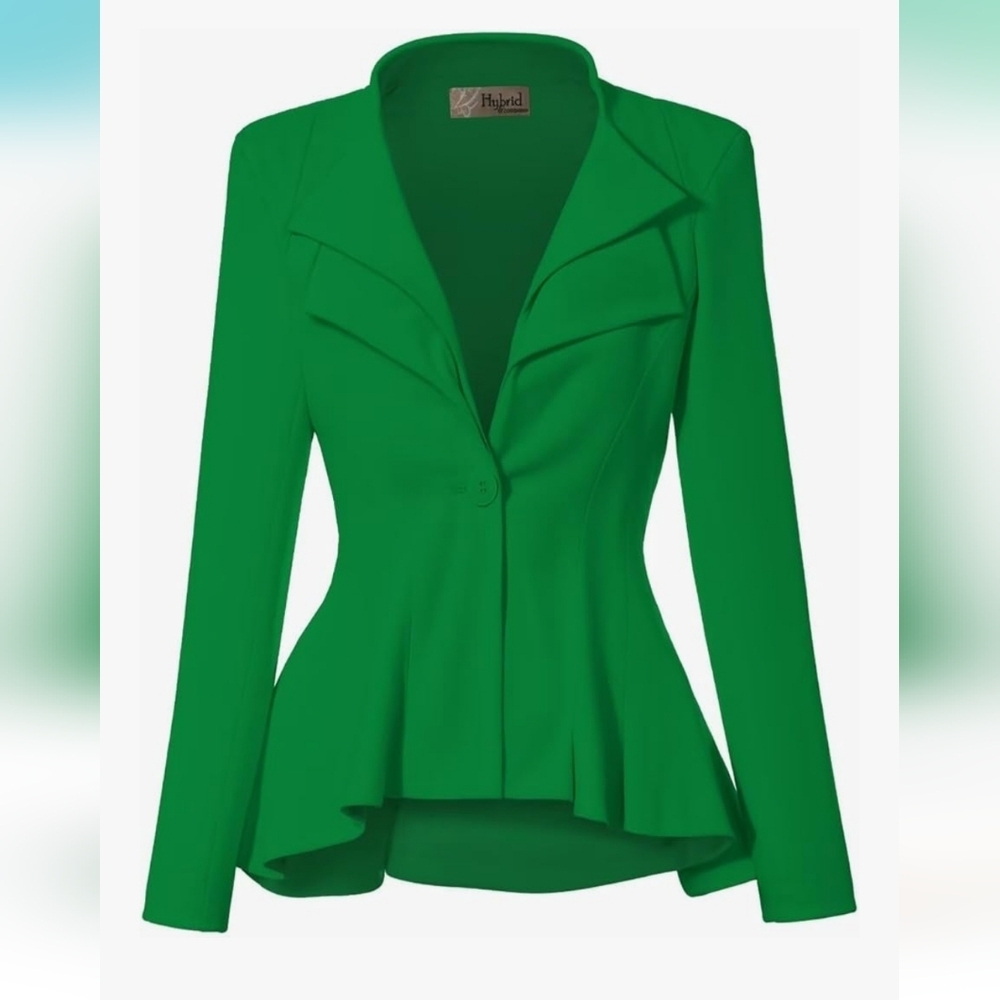 Plus Size Elegant Green Women's Jacket Blazer